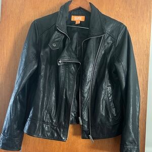 Leather moto-style black jacket